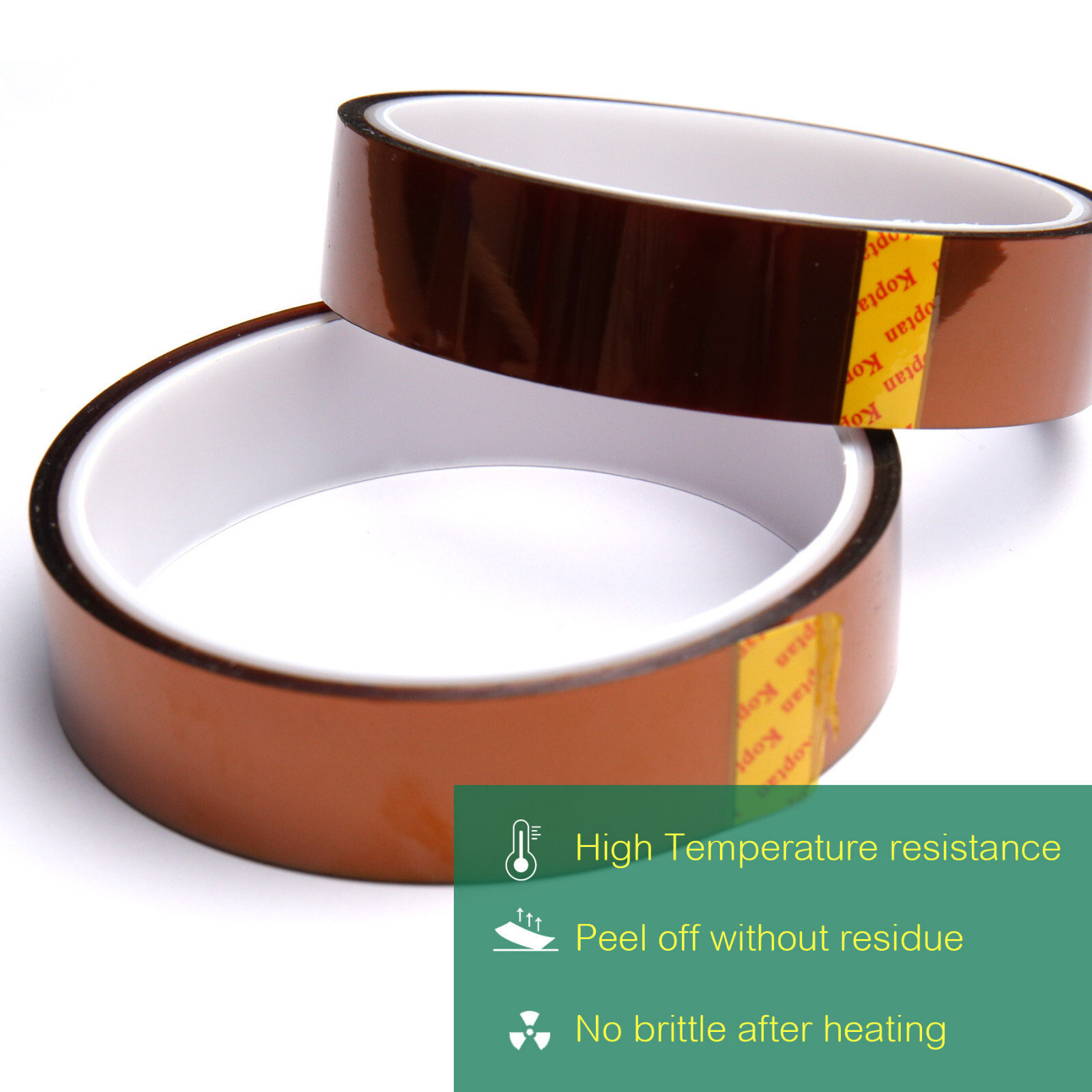 2 Rolls Heat Resistant High Temperature Tape Kapton 20mm x 52ft Transfer Thermal