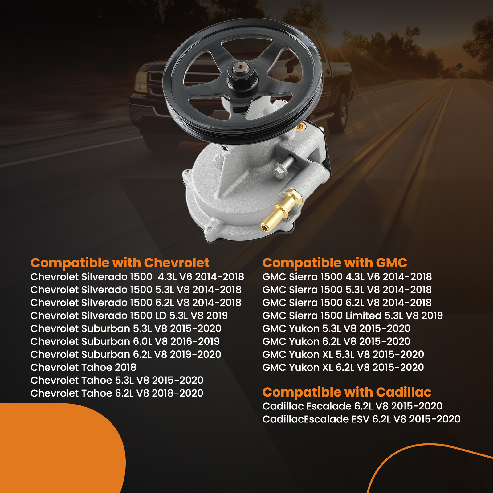 Vacuum Pump 12696313 For Chevy Silverado GMC Sierra 1500 Tahoe Yukon 2014-2020