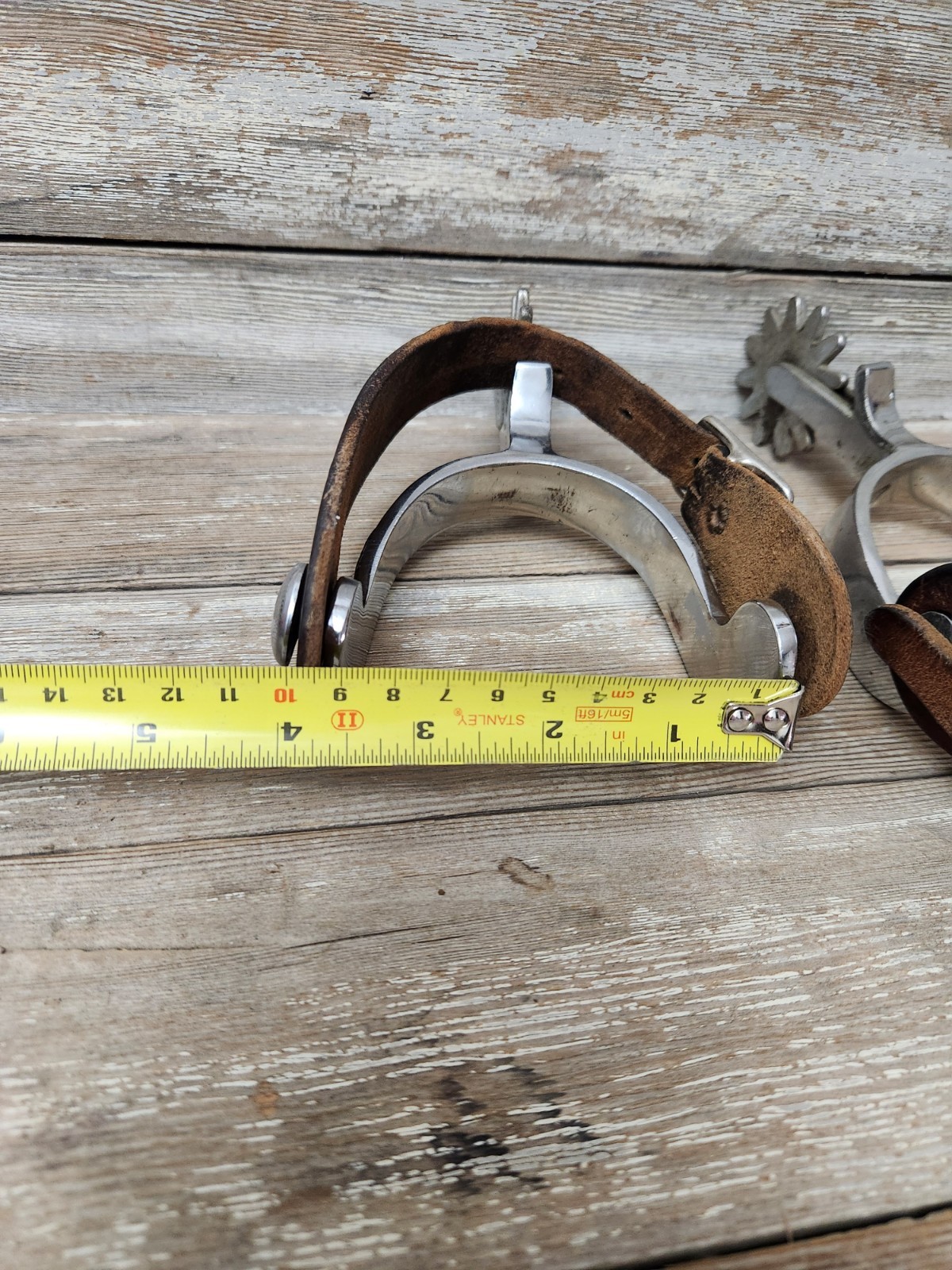 Crockett Renalde Spurs Large Rowel Chrome Plated w/Leather Straps Cowboy Western