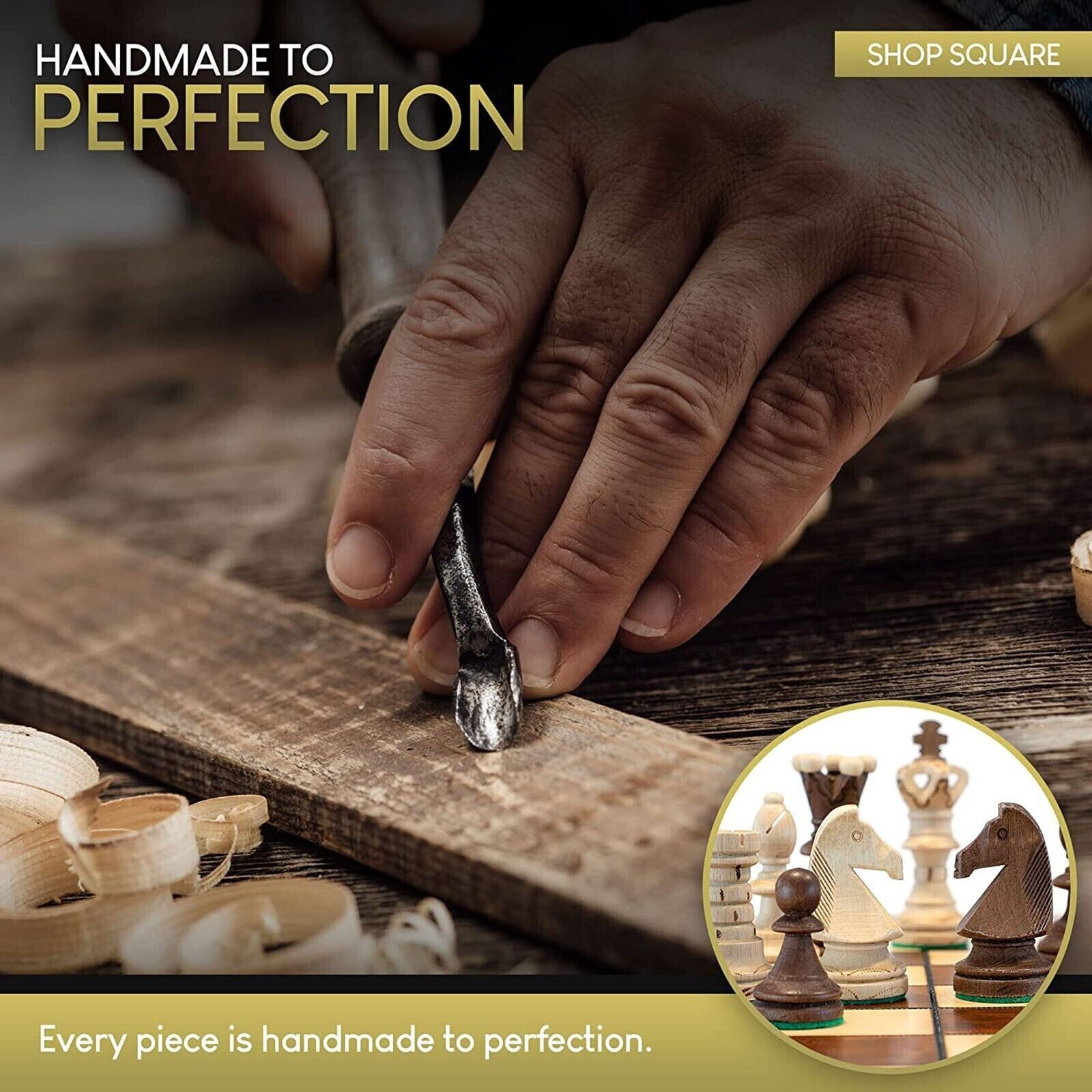 Large Handmade Wooden Chess Set 21" Hand Carved Board Pieces Full Vintage Game