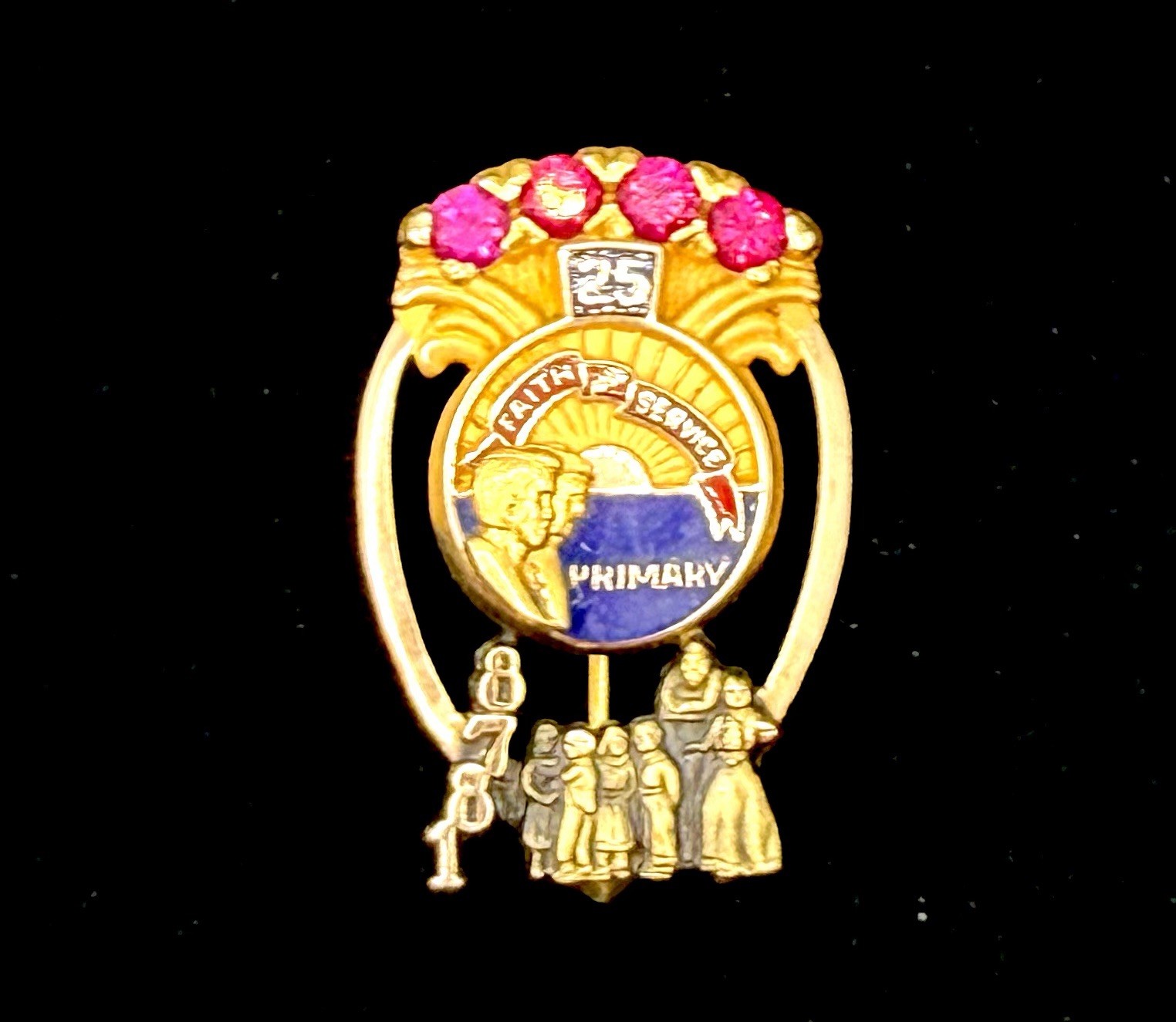 Primary Pin LDS Mormon Red Ruby 1/10 Gold Filled