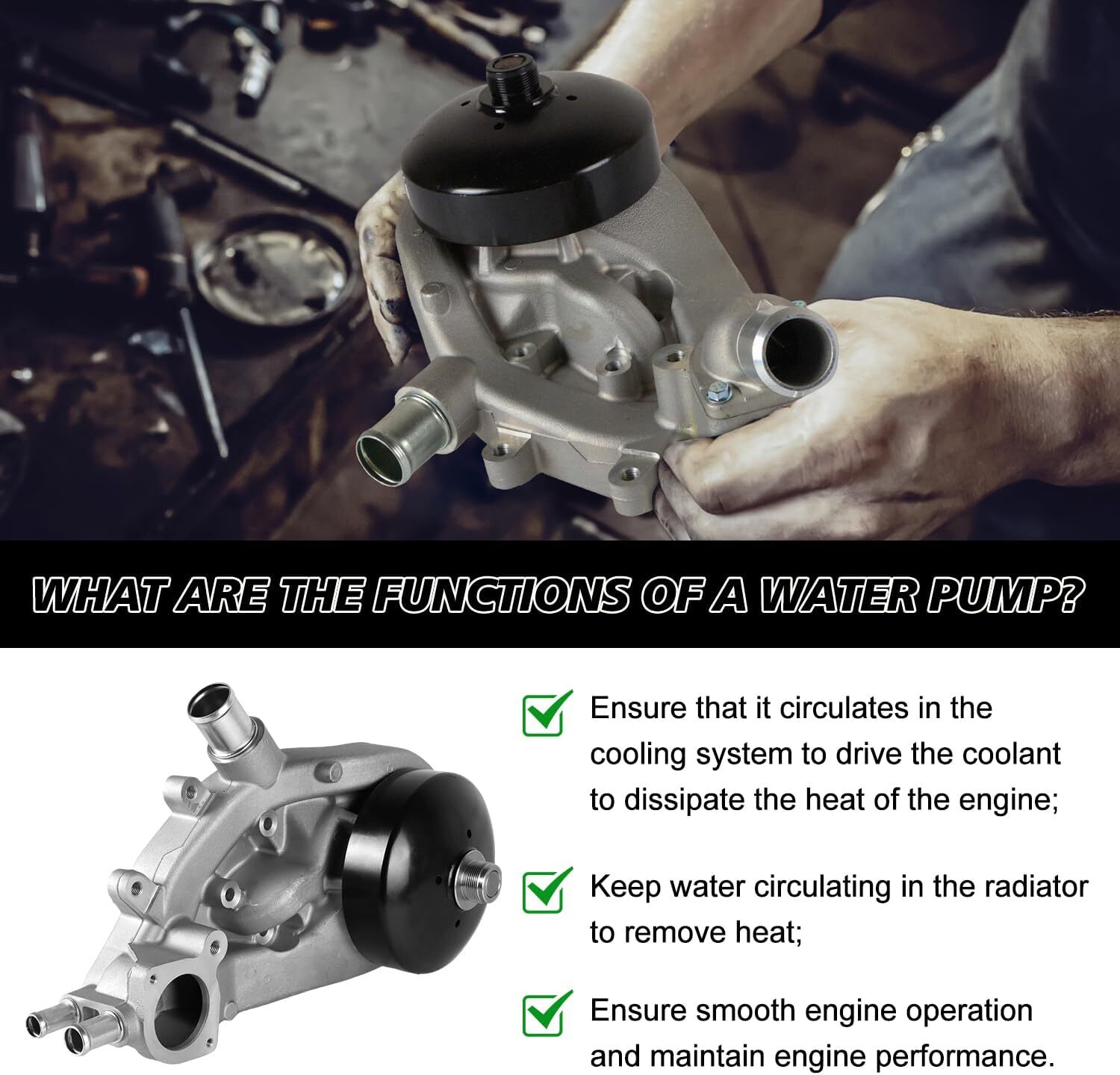 AW6009 Water Pump For Chevy Silverado Tahoe Suburban GMC Sierra 1500 4.8L 5.3L