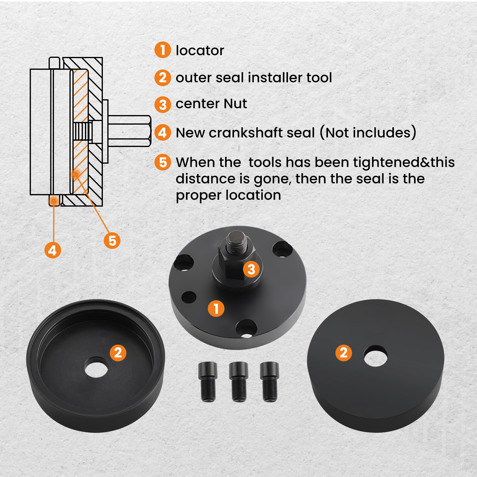 Front & Rear Crankshaft Seal Wear Sleeve Installer Tool For CAT 3406, 3408, C-15