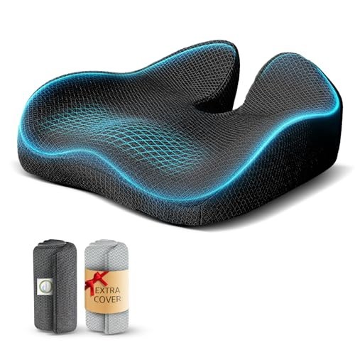 Extra Large Ergonomic Memory Foam Seat Cushion - 19"x17" for Tailbone & Sciatica