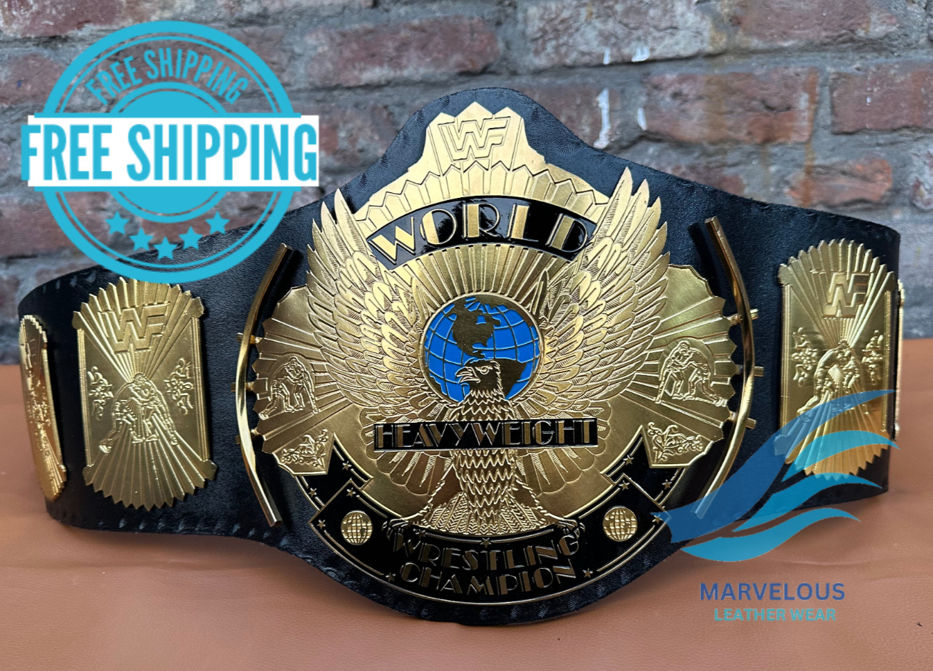 Winged Eagle Championship Wrestling Replica Title Belt 4MM Brass Adult size