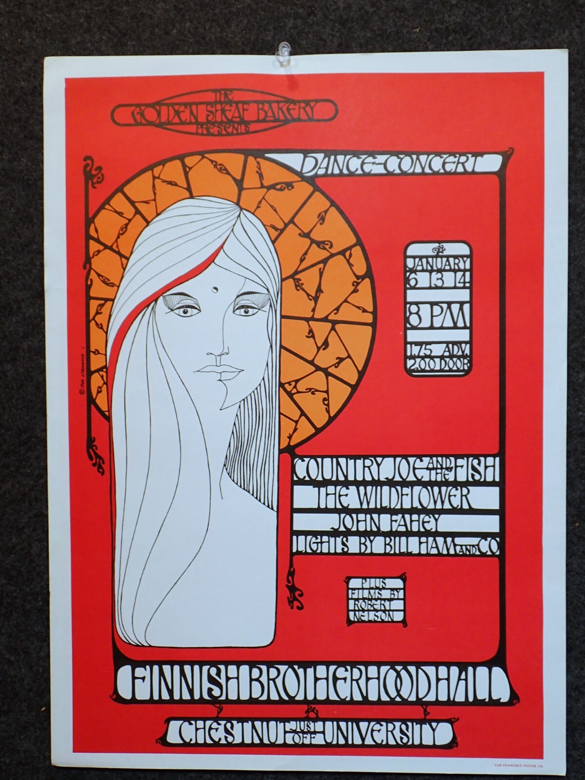 FIRST PRINTING 1966 JANIS JOPLIN COUNTRY JOE FISH CONCERT POSTER BERKELEY