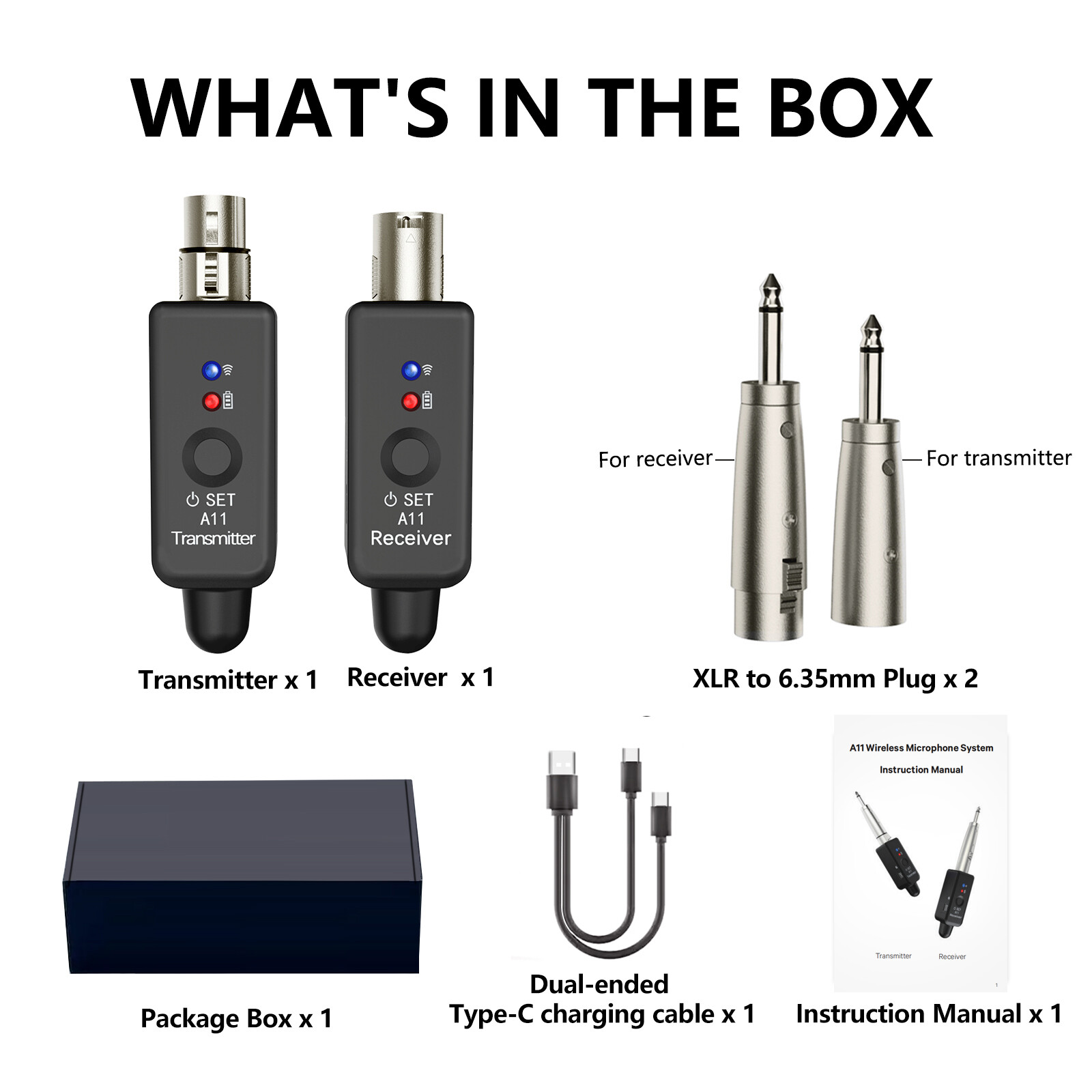 Wireless XLR Microphone System for Dynamic Microphone PA System and Audio Mixer