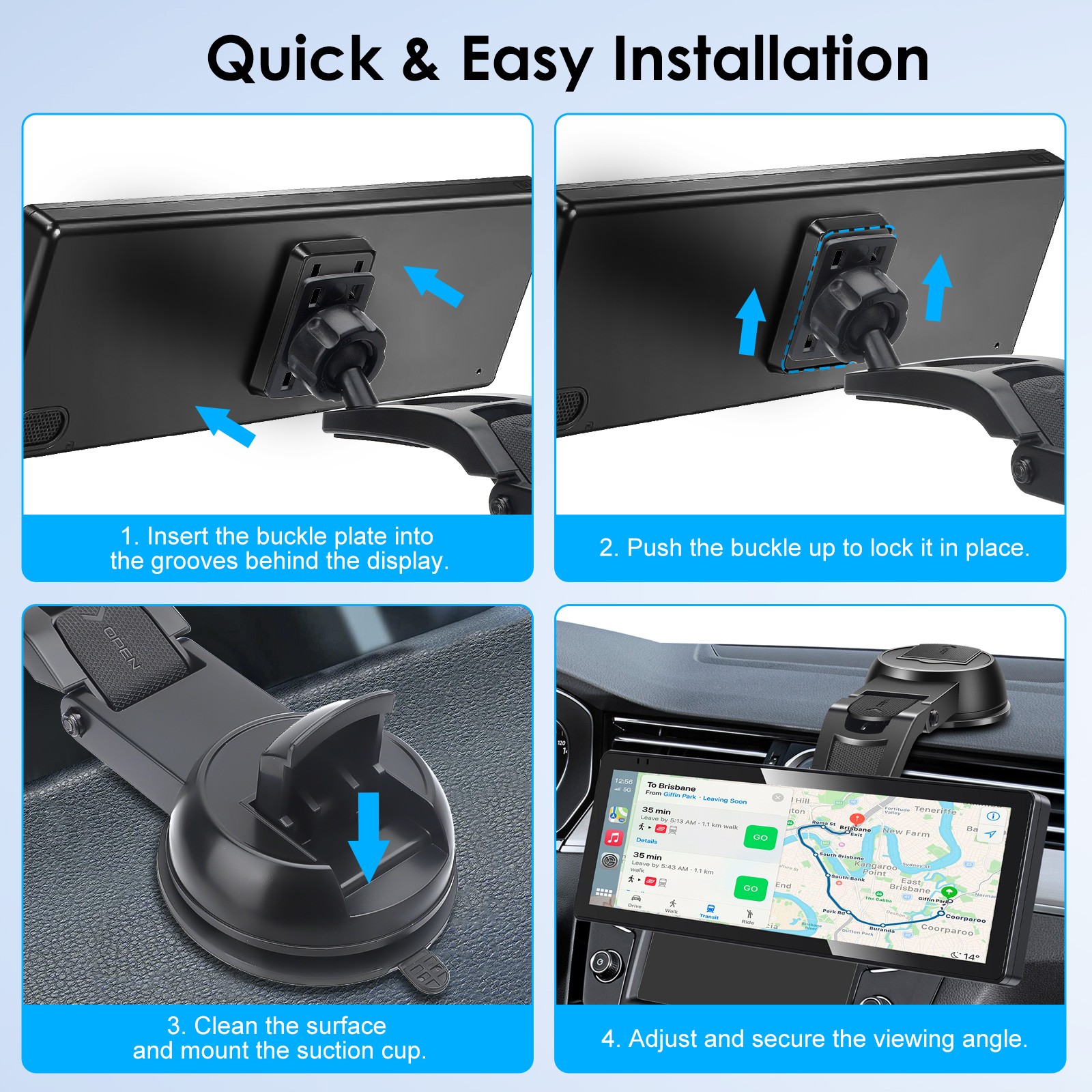 CarPlay Screen Mount 360° Rotation Suction Cup Holder for 7-10.26" Car Monitors
