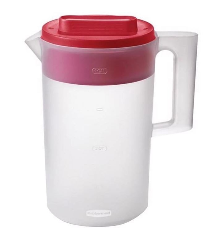 (2 pack) Rubbermaid Simply Pour Clear/Red Pitcher Plastic 1 gal