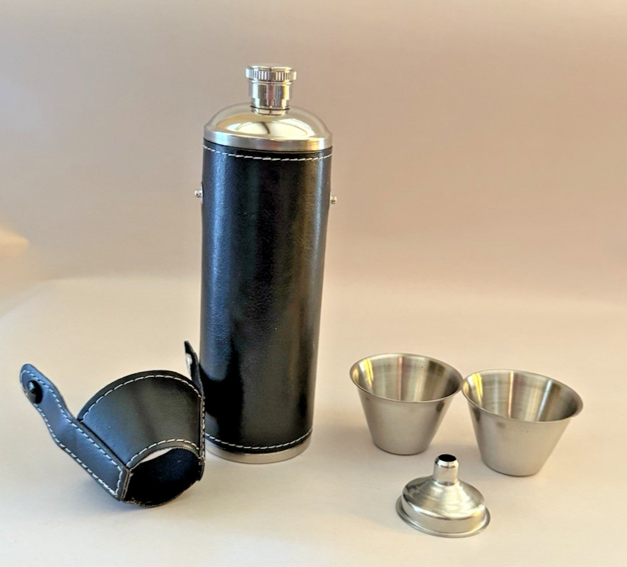 10 oz Flask Gift Set with 2 Shot Glasses & Funnel Stainless Steel Golf Flask
