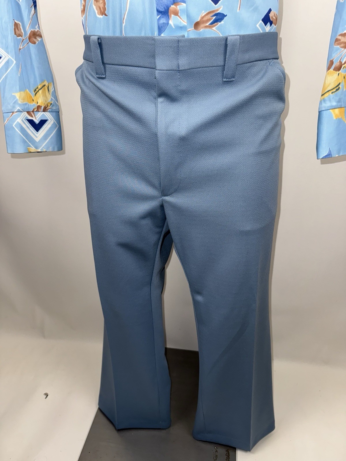 Haband Disco Pants Mens 40 28 Blue Polyester Leisure Suit Disco Mod Vtg 60s 70s