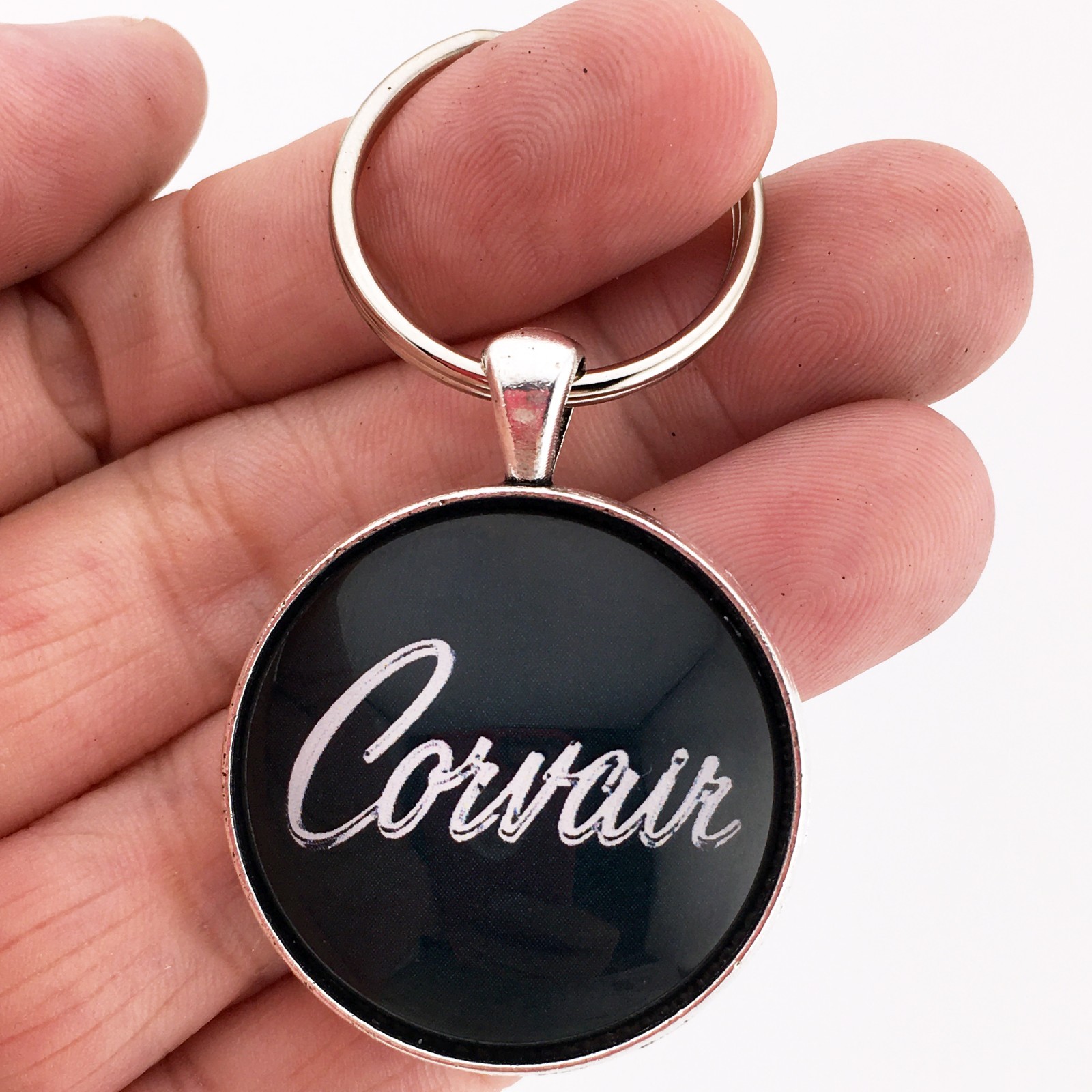 Vintage Chevrolet Chevy Corvair Chrome Badge Emblem Logo 1.2" diameter Keychain