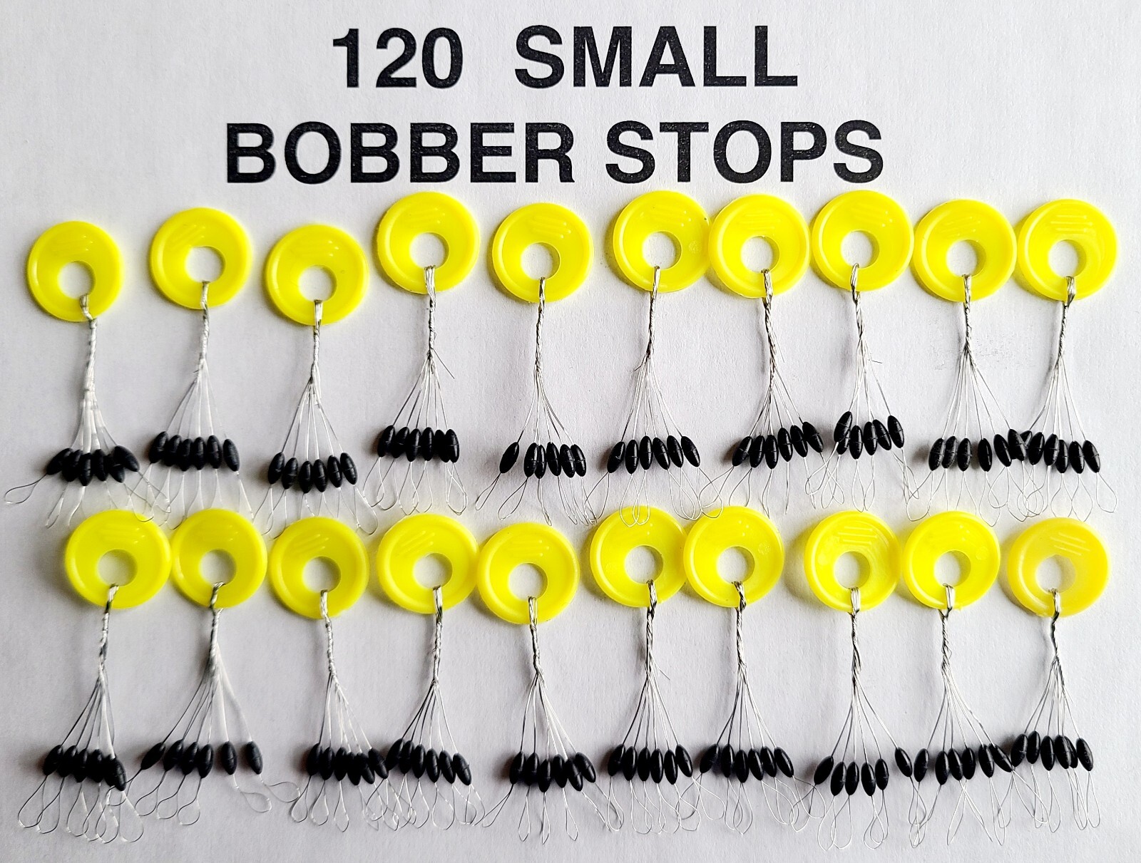 120 RUBBER Bobber Stops 20 Rings of 6 Each - The High Quality Yellow Ring Stops
