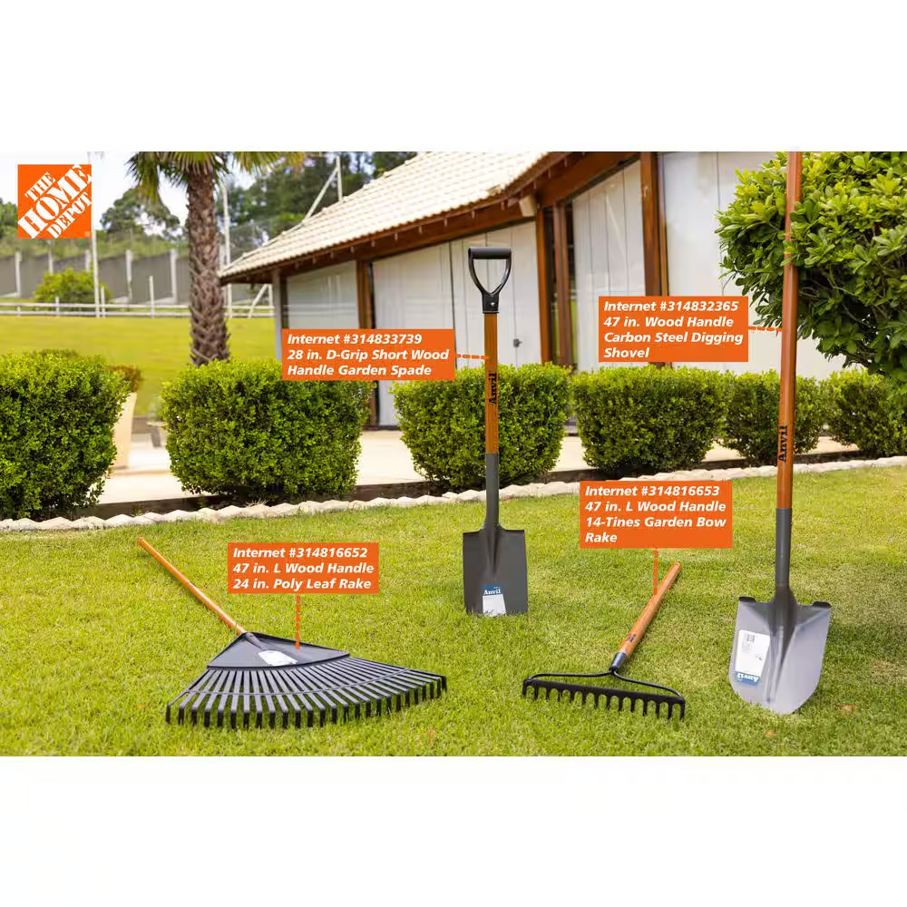 47 In. L Wood Handle 14-Tines Garden Bow Rake