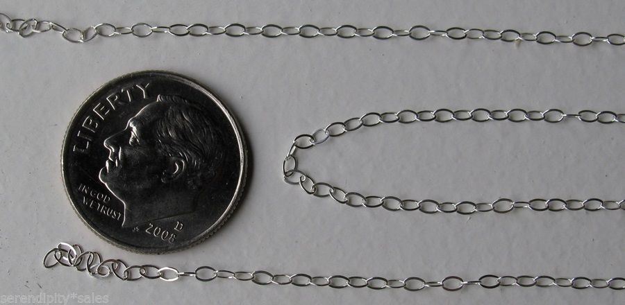 .925 SOLID Sterling SILVER Flat Cable Chain 1.3mm by-the-Foot ~ You Pick Length