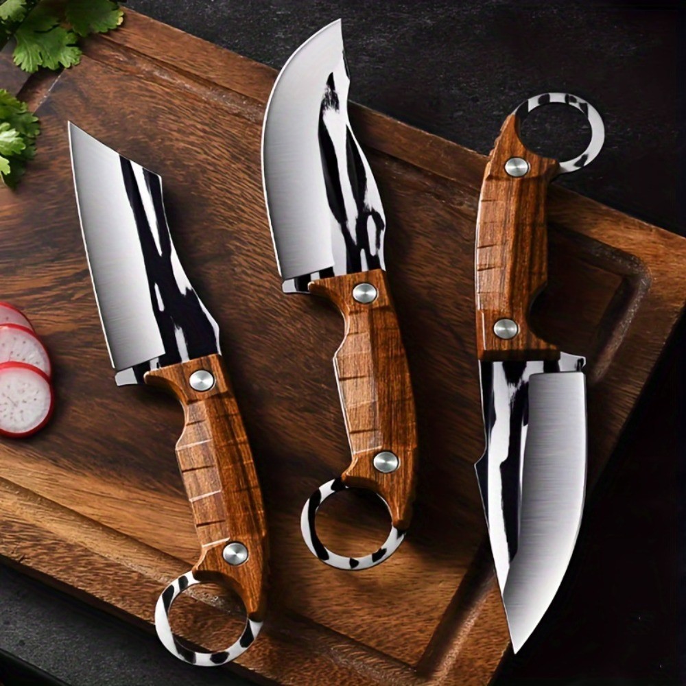 3pcs Kitchen Knives Set, Scissors Stainless Steel Ultra Knives for Home Travel