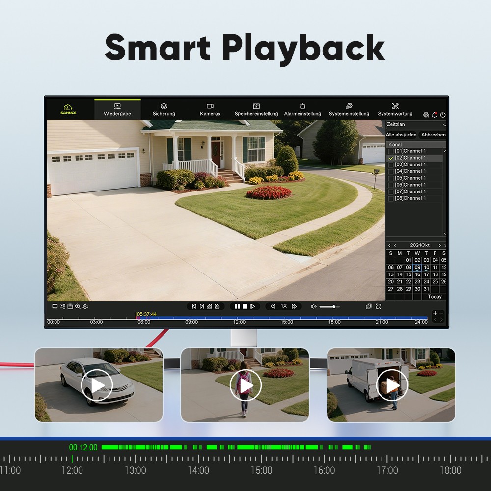 SANNCE 8CH NVR 2K Audio PoE IP Security Camera System Outdoor Color Night Vision