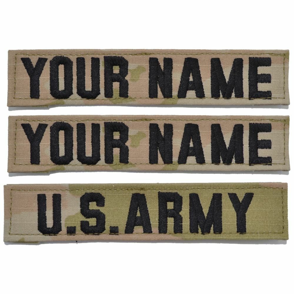 3 Piece Custom Army Name Tape Set w/ Hook Fastener Backing - 3-Color OCP