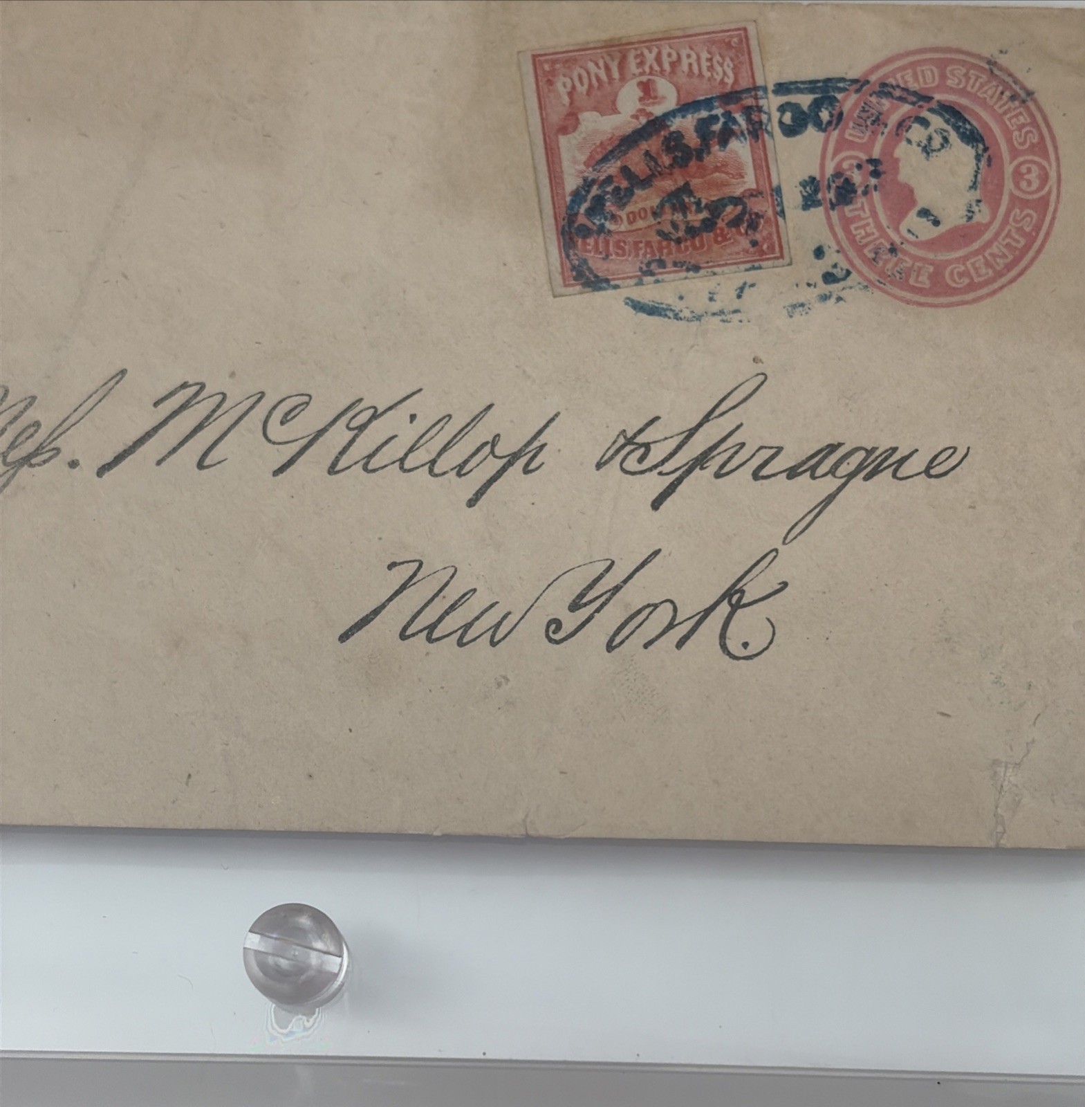 RARE!!! 1861 3C Stationary U35 Cancel PONY EXPRESS w/1 Dollar Red Stamp