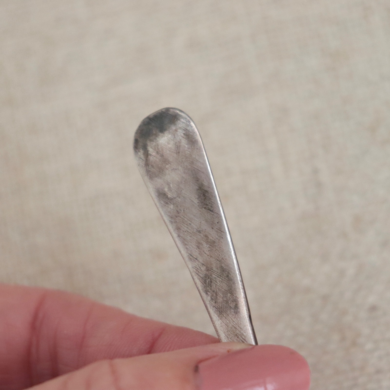 Early Navajo Ingot Silver Spoon 1900s Bench Stamped Handle Sterling Antique Vtg