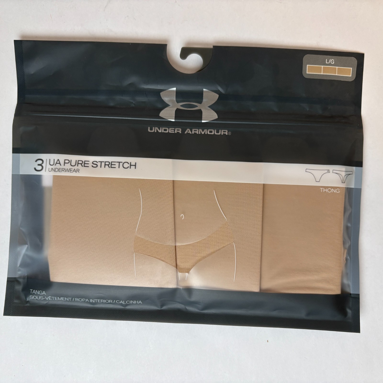 Under Armour Pure Stretch (3 Pack) Womens Thong- L - Nude - Brown Tan Beige