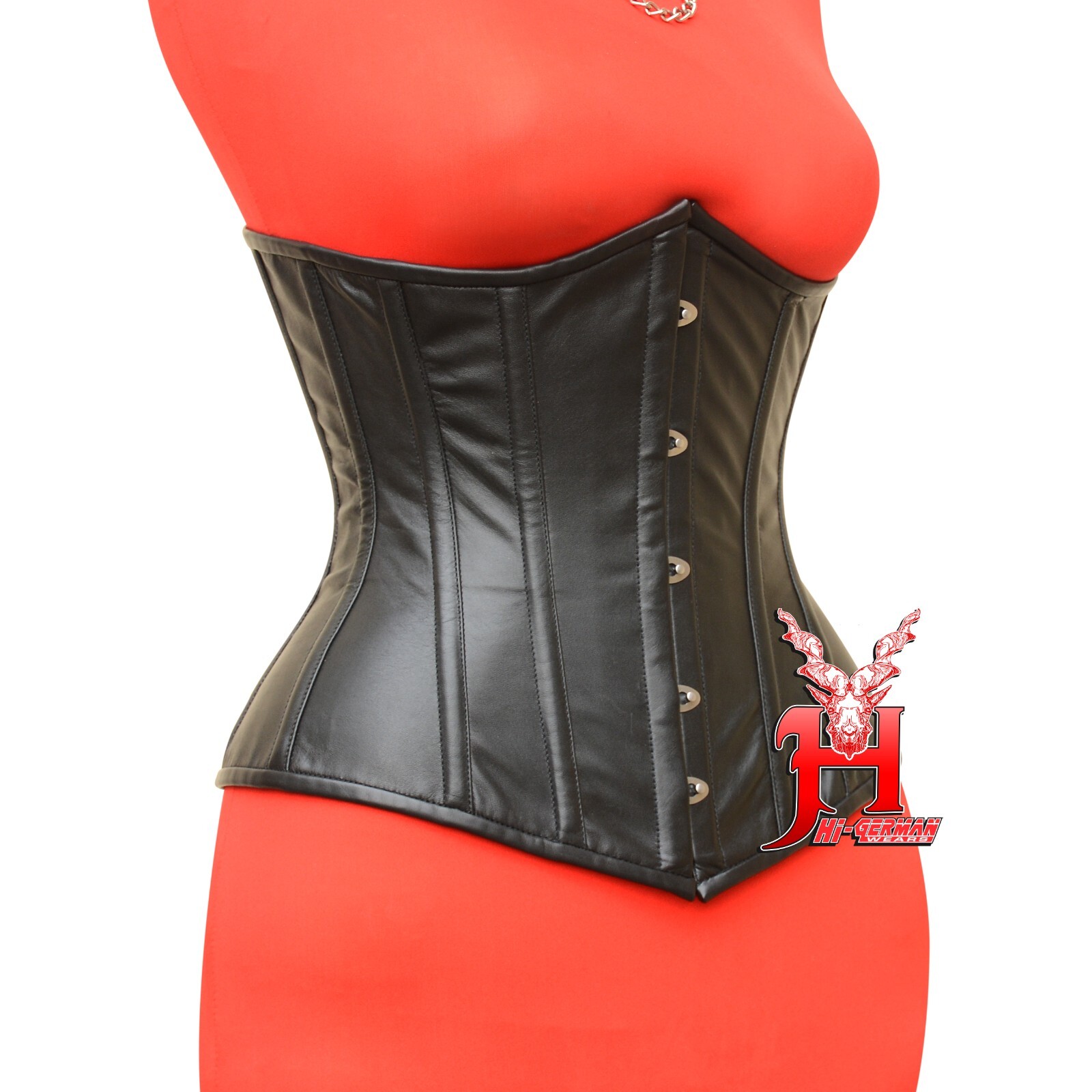 Unterbrustkorsett Schwarz Leder Korsett Taillentraining Underbust Leather Corset