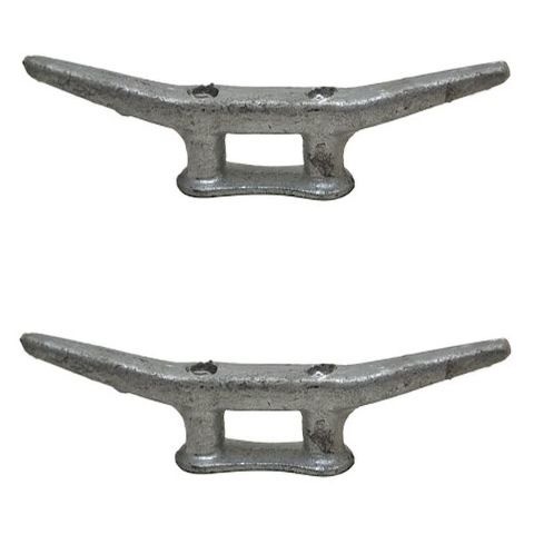 Attwood Boat Dock Cleat DC1102 | Silver Cast Iron 10 Inch (Set of 2)