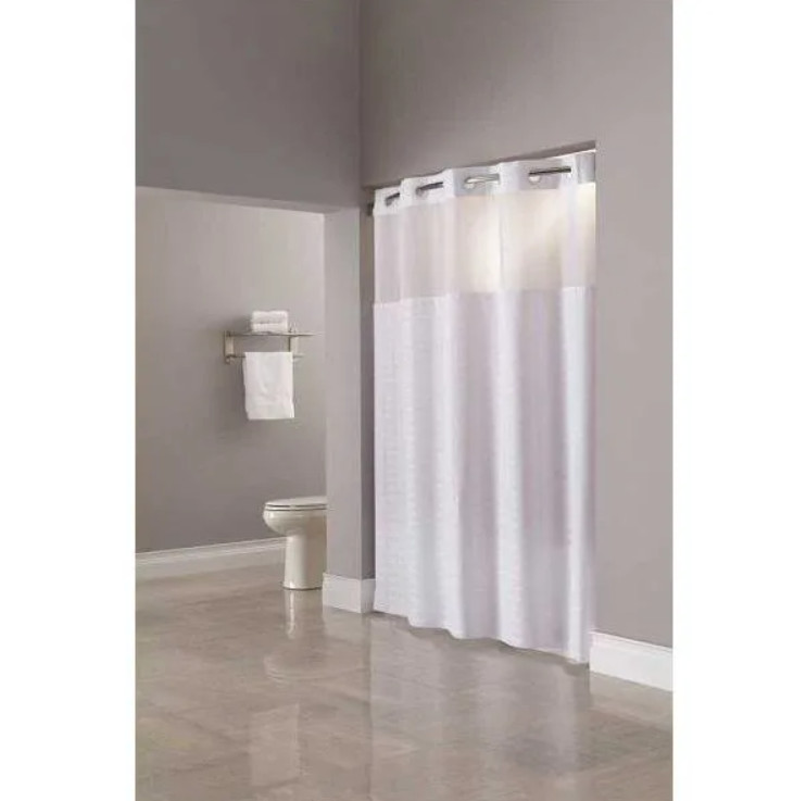 Hookless Madison 71 In X 77 In White Shower Curtain With Snap Liner