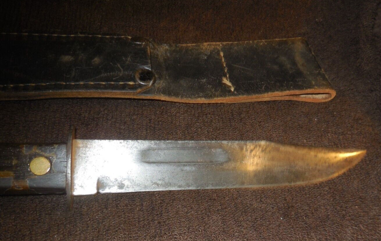 WW2 Royal Cutlery Knife Co. Fighting Knife And Leather Scabbard