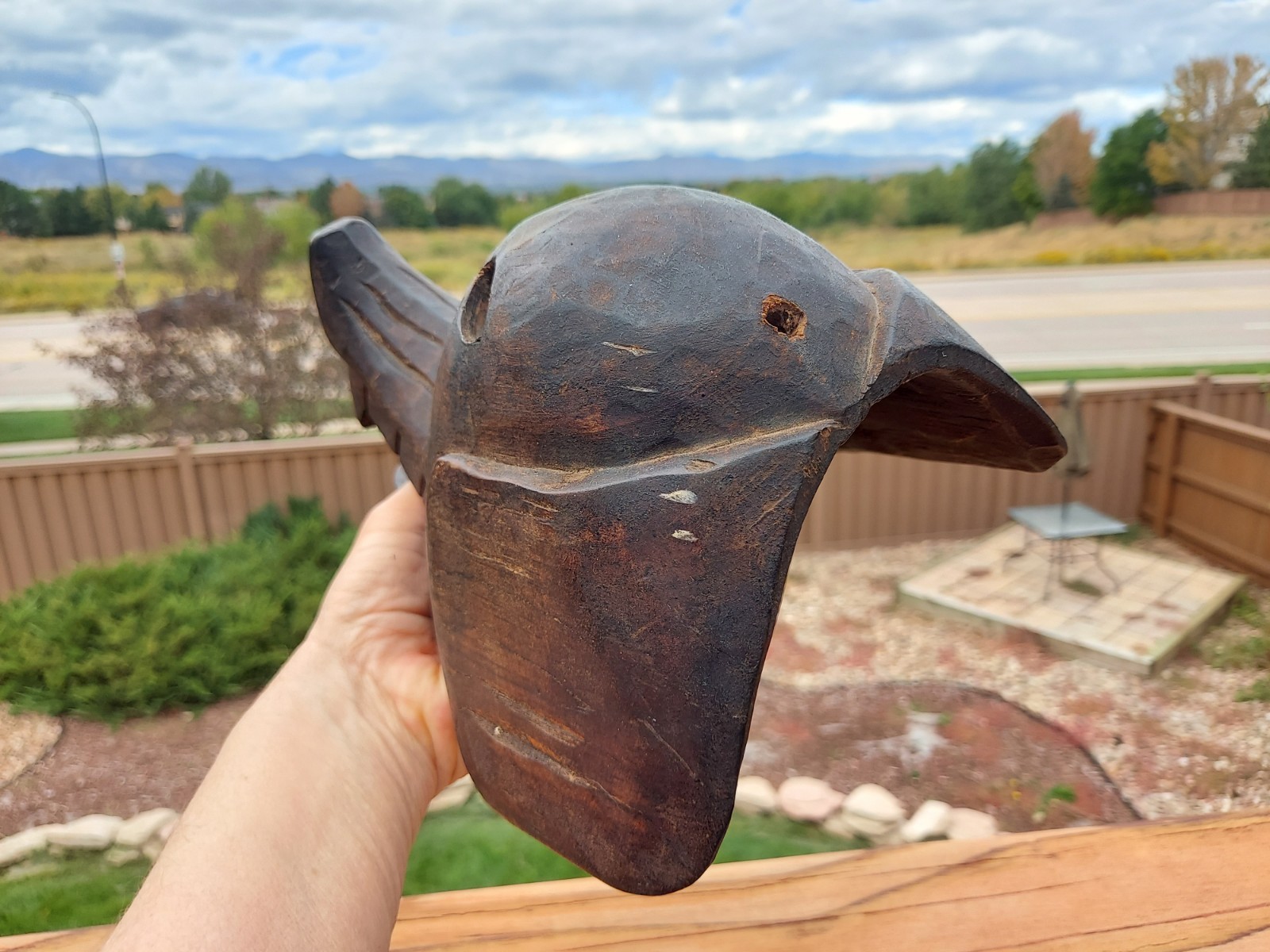 Vintage Mexico / Central American Carved WOLF Mask