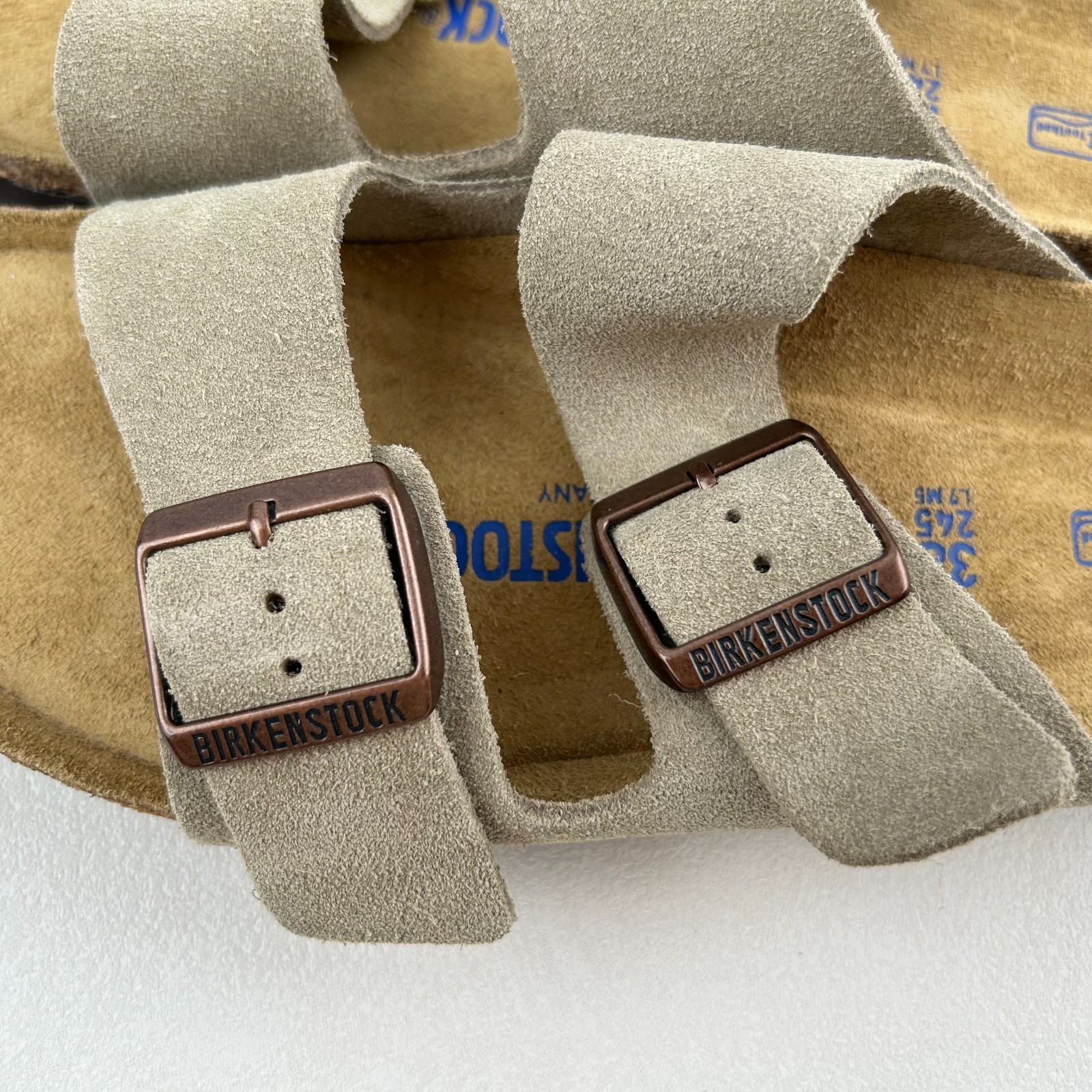 Birkenstock Arizona Taupe Sandals Soft Footbed Suede Leather Sizes 37-45