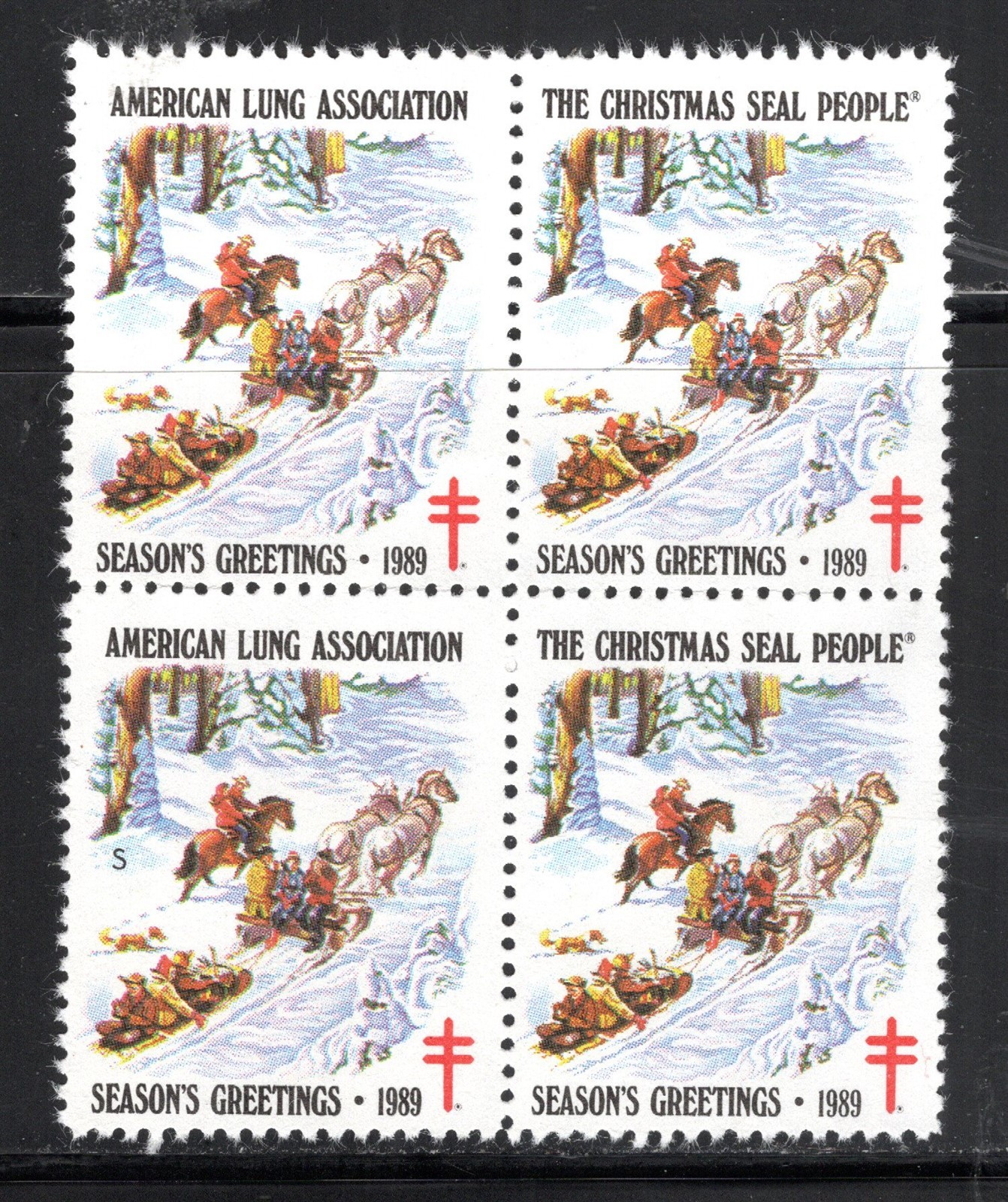 US Stamp Scott #WX299, Christmas Seals 1989, Block of 4, MNH