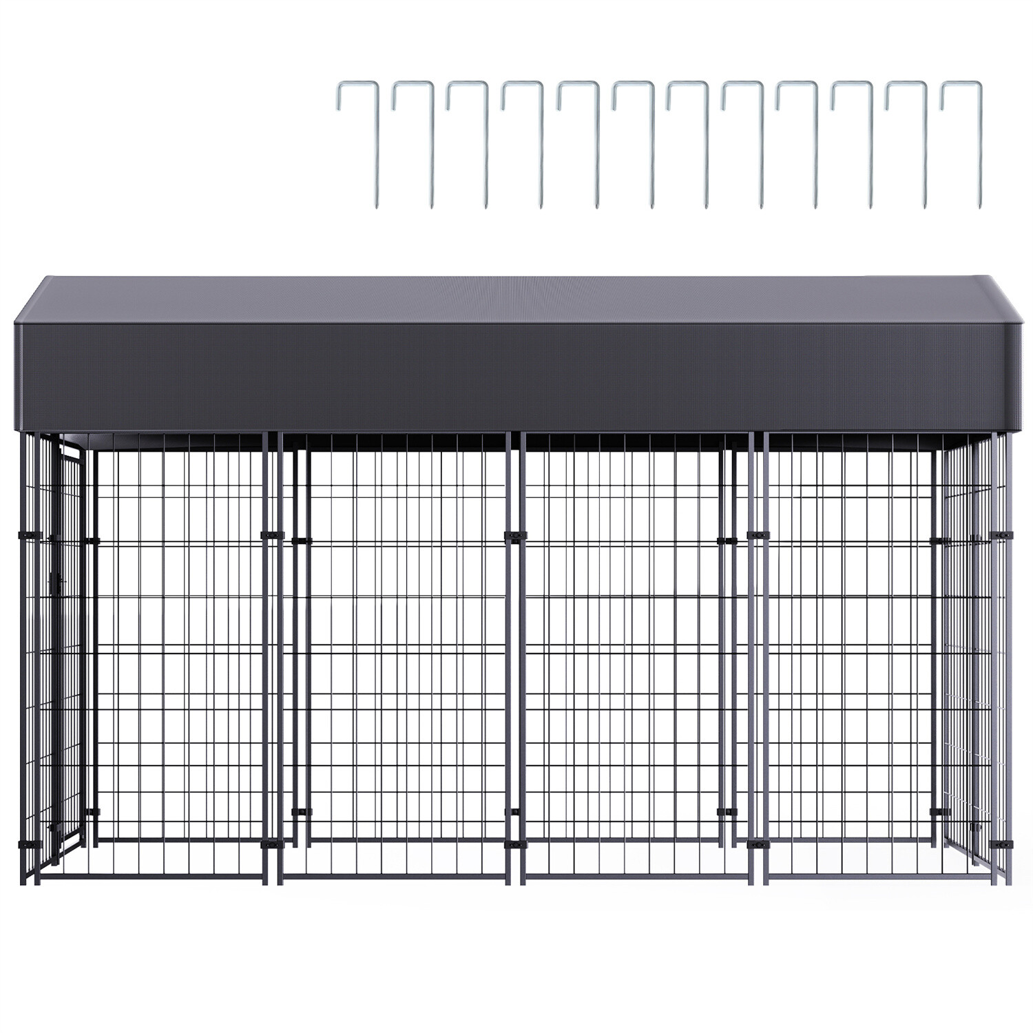 Dog Kennel Outdoor Heavy Duty Dog House with Water Resistant Cover Steel Fence