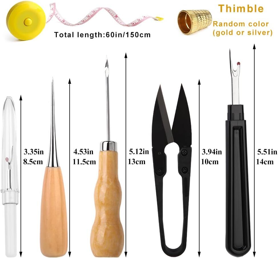 Upholstery Repair Sewing Kit Leather Hand Stitching Needles Thread Awl Tools
