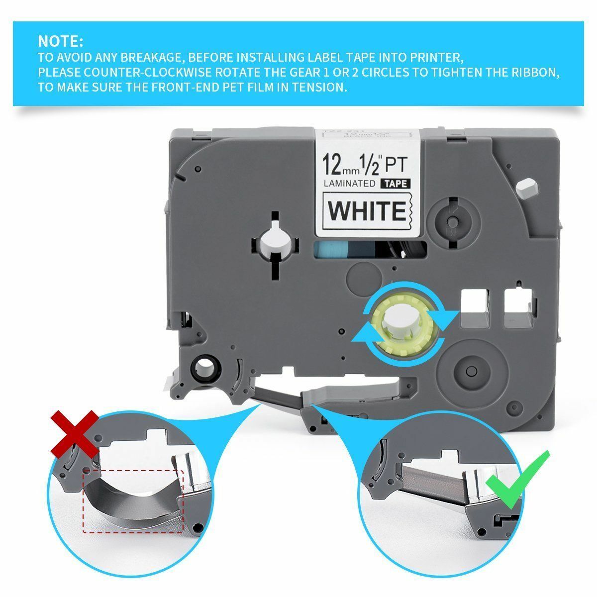 5 PK For Brother P-Touch TZe-231 TZ-231 12mm White Standard Laminated Tape