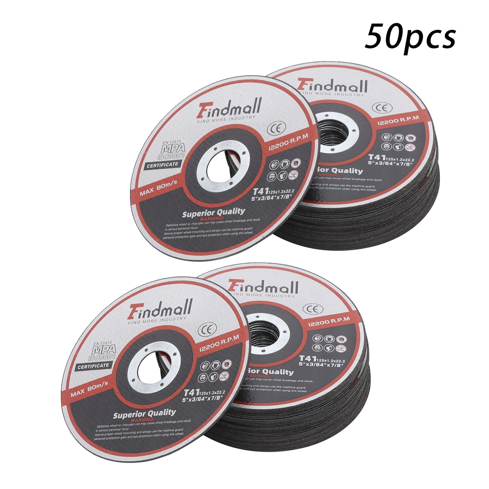 50 Pack 5"x.045"x7/8" Cut-off Wheel - Metal & Stainless Steel Cutting Discs