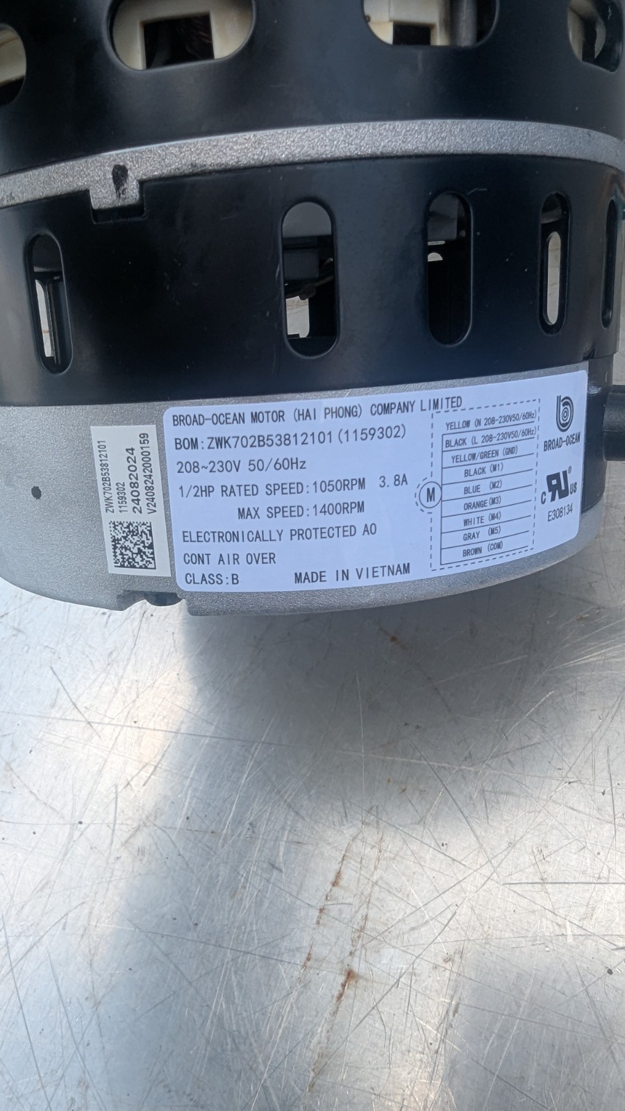 Zhongshan Broad-Ocean Blower Motor ZWK702B53812101, V240824725300441, KMSAH013C4