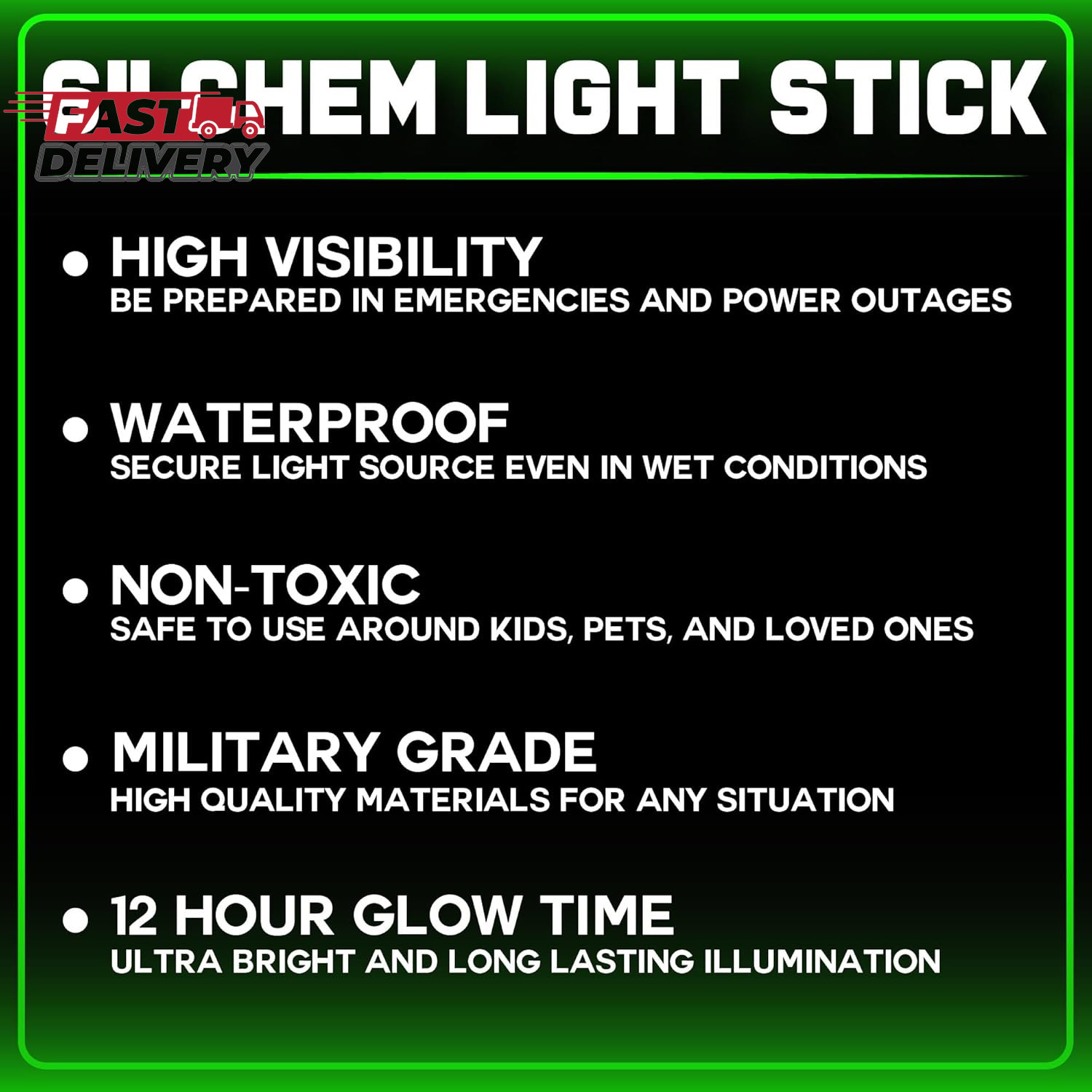 Partysticks Green Glow Sticks Emergency Chem Lights (6", 25 Pack) Military Grade