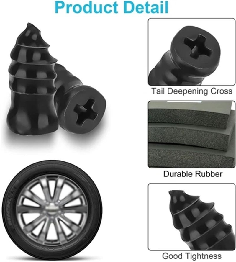 60 Pcs Rubber Tire Nail Repair Kit Screw In Tire Plugs for Car Truck SUV Van