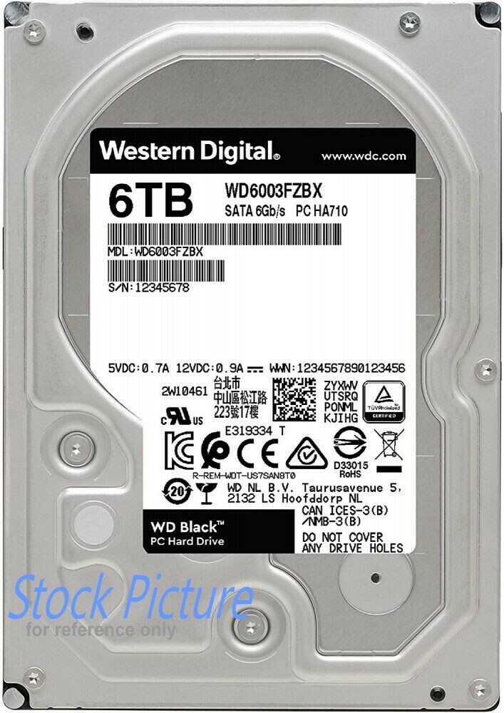 Western Digital WD Black HDD WD6003FZBX 6TB w/ 256MB Cache 6Gb/s 7200rpm 3.5"