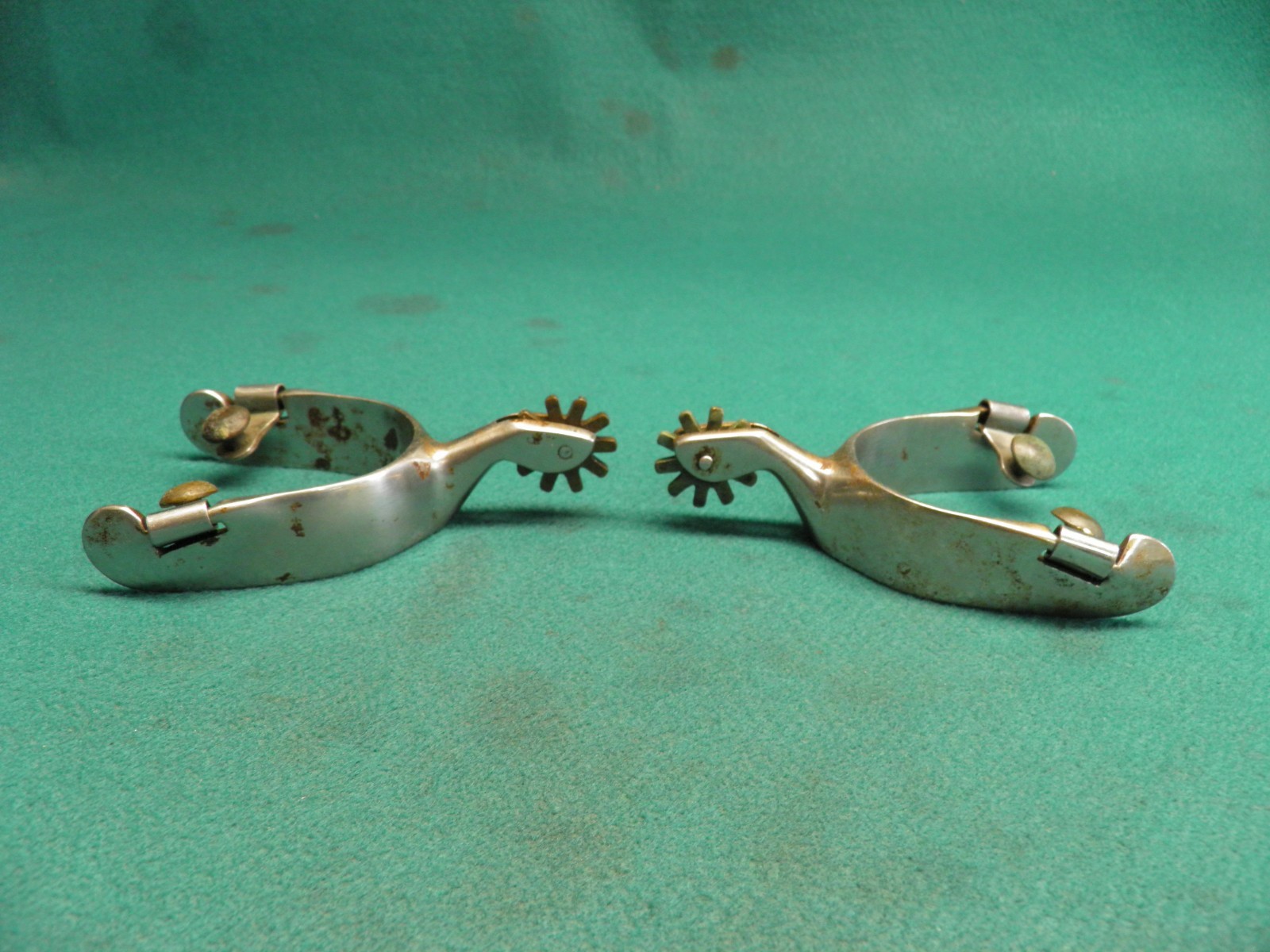 NICE VINTAGE PAIR OF STAINLESS STEEL WESTERN COWBOY SPURS