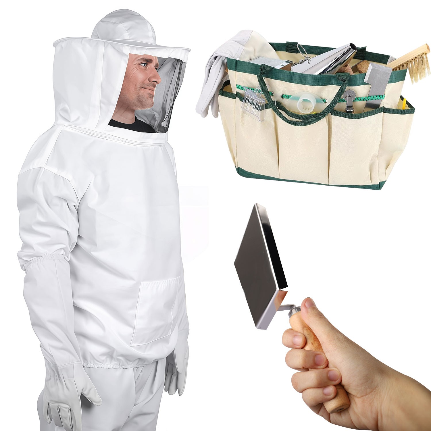 30Pcs Beekeeping Supplies Tools Starter Kit with Bee Suit for Beginner Beekeeper