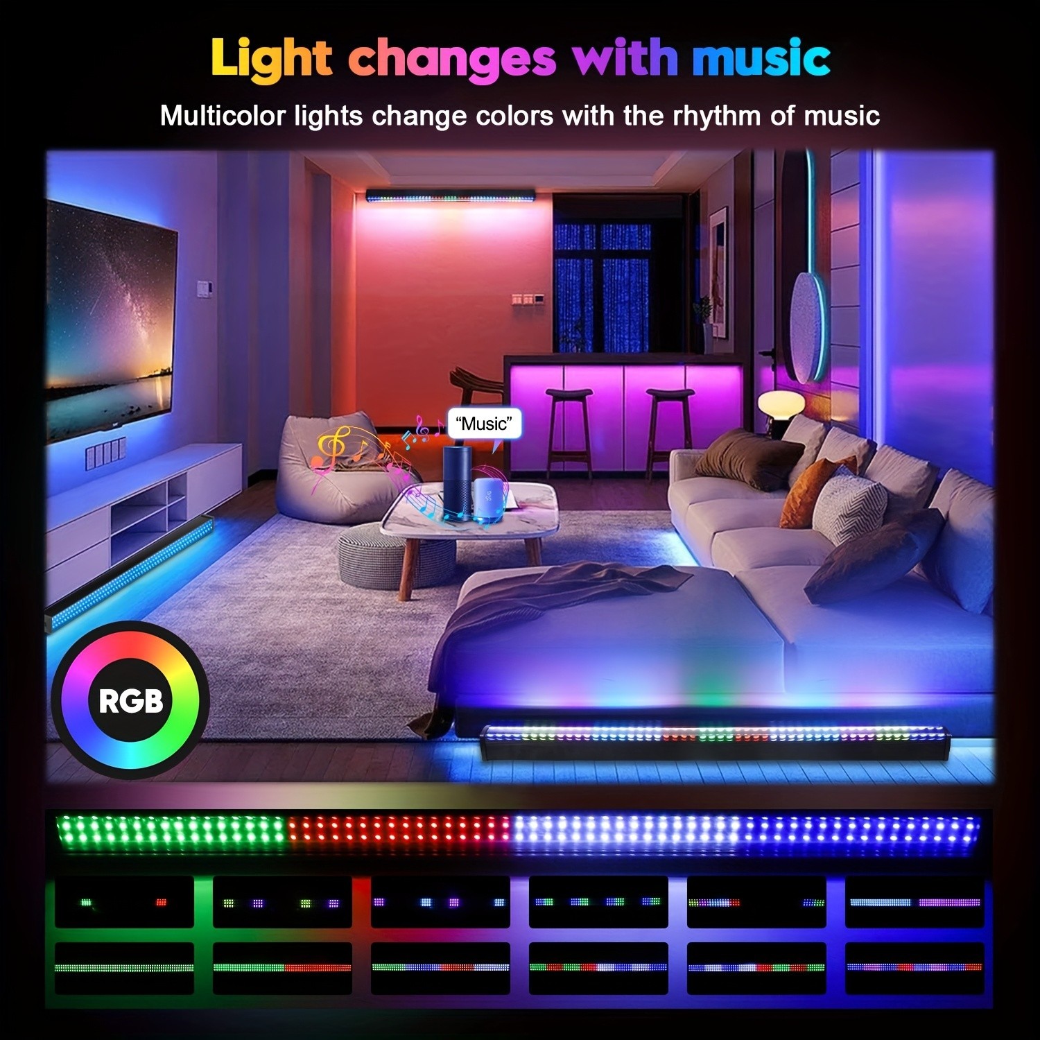 100Ft LED Strip Lights, Smart Light with App Remote Control, RGB LED Lights for