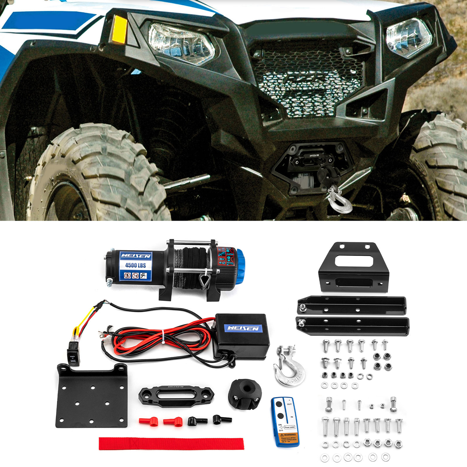 4500lb Electric Winch Mount Combo Kit For 2008-22 Polaris RZR 570/800 Trail 570