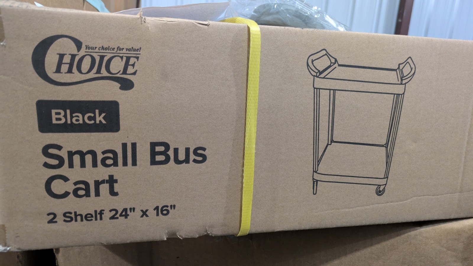 Small Bussing Cart with Two Shelves 32" x 16" x 24" BLACK 109CARTBS2BK Utility