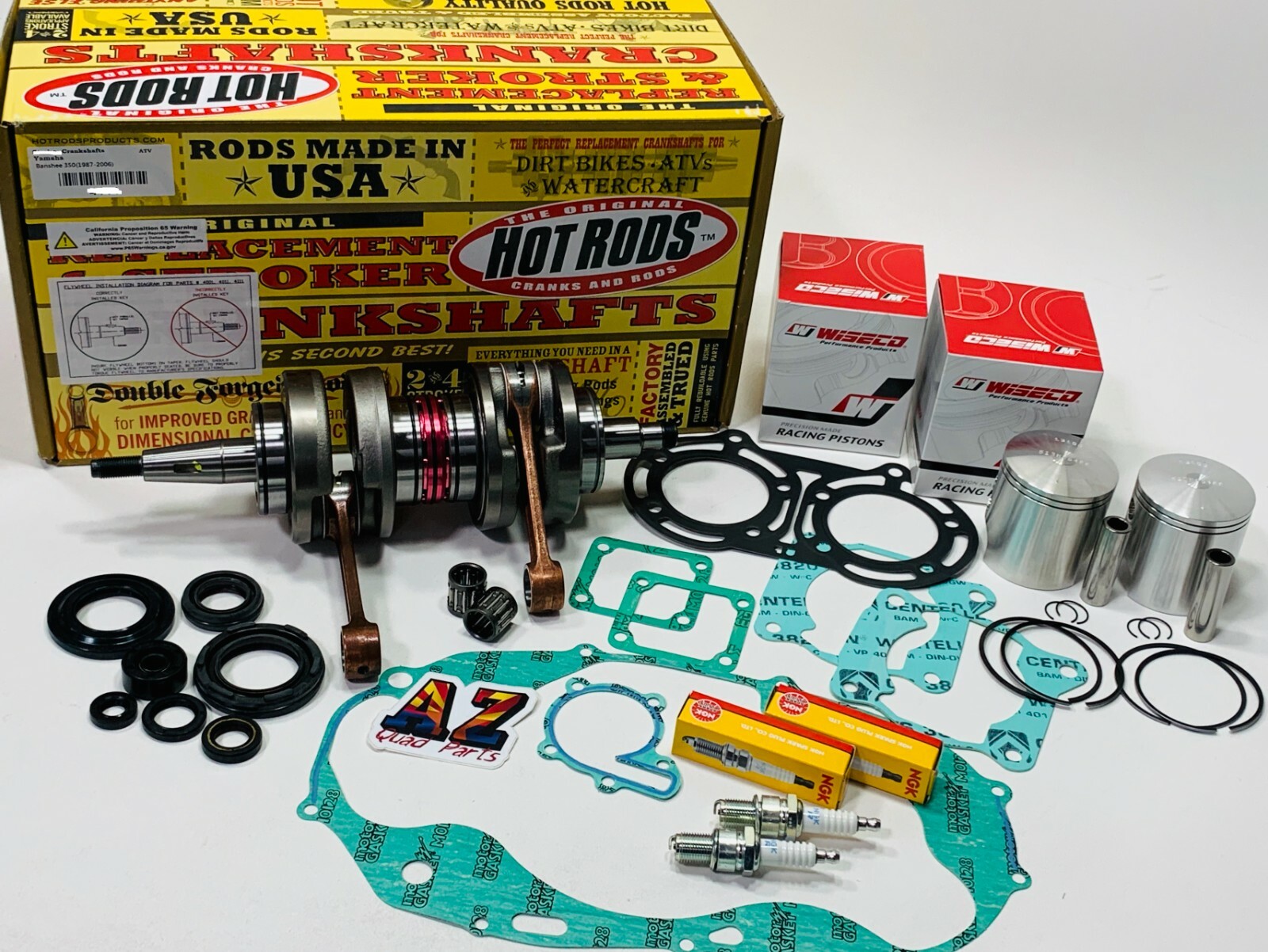 Banshee 350 64mm Stock Bore Wiseco Hotrods Crank Seals Top End Motor Rebuild Kit