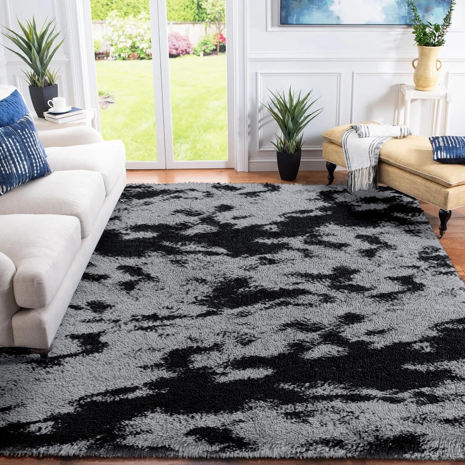 Modern Fluffy Area Rugs Non Slip Shaggy Floor Mat Carpet for Bedroom Living Room
