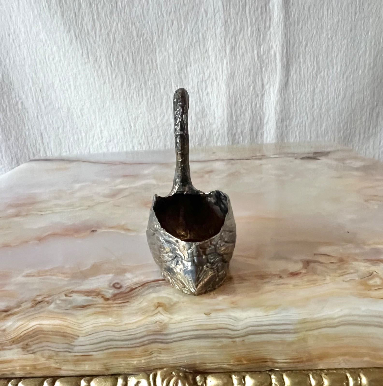 Antique/Vintage Cabbine Italy .800 Silver Swan Figural Salt Cellar Or Miniature