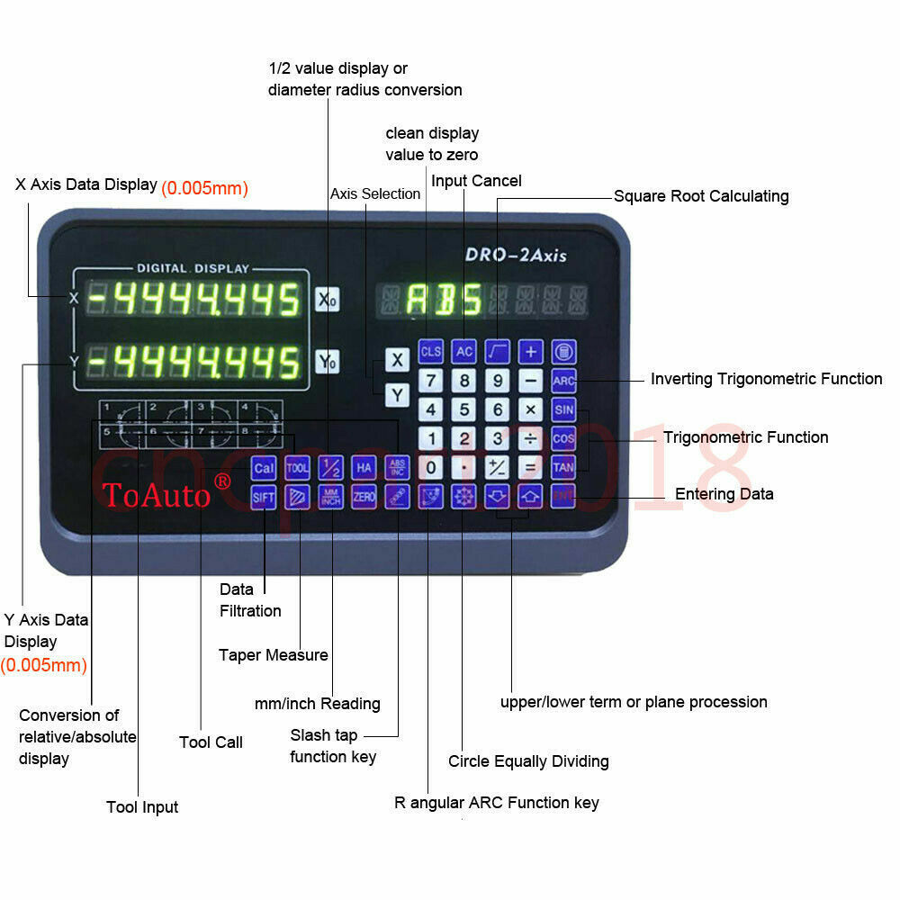 ToAuto 5um /1um Linear Scale Digital Readout DRO Display 100mm-1000mm US