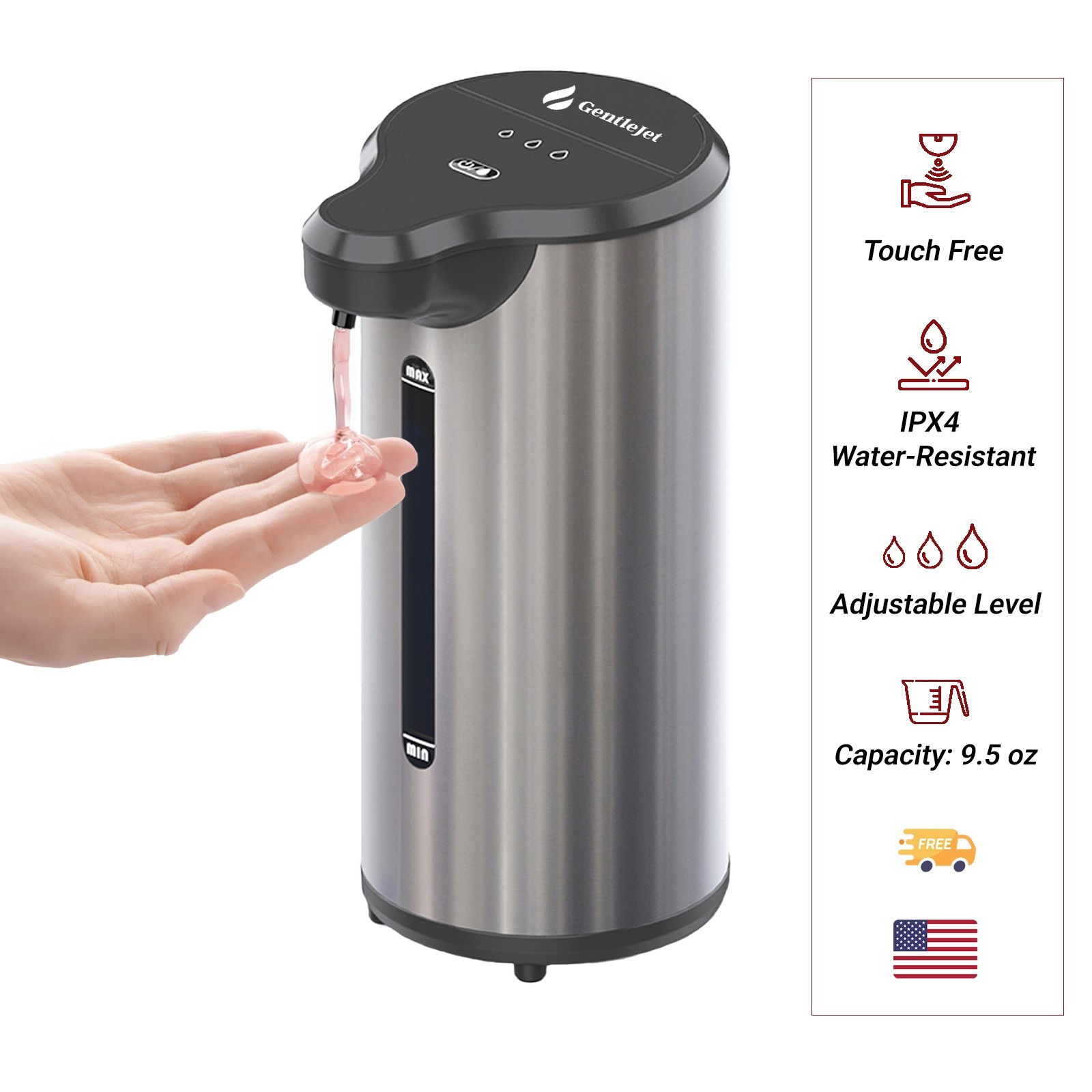 280ml Stainless Auto Handsfree Sensor Touchless Soap Dispenser Kitchen Bathroom